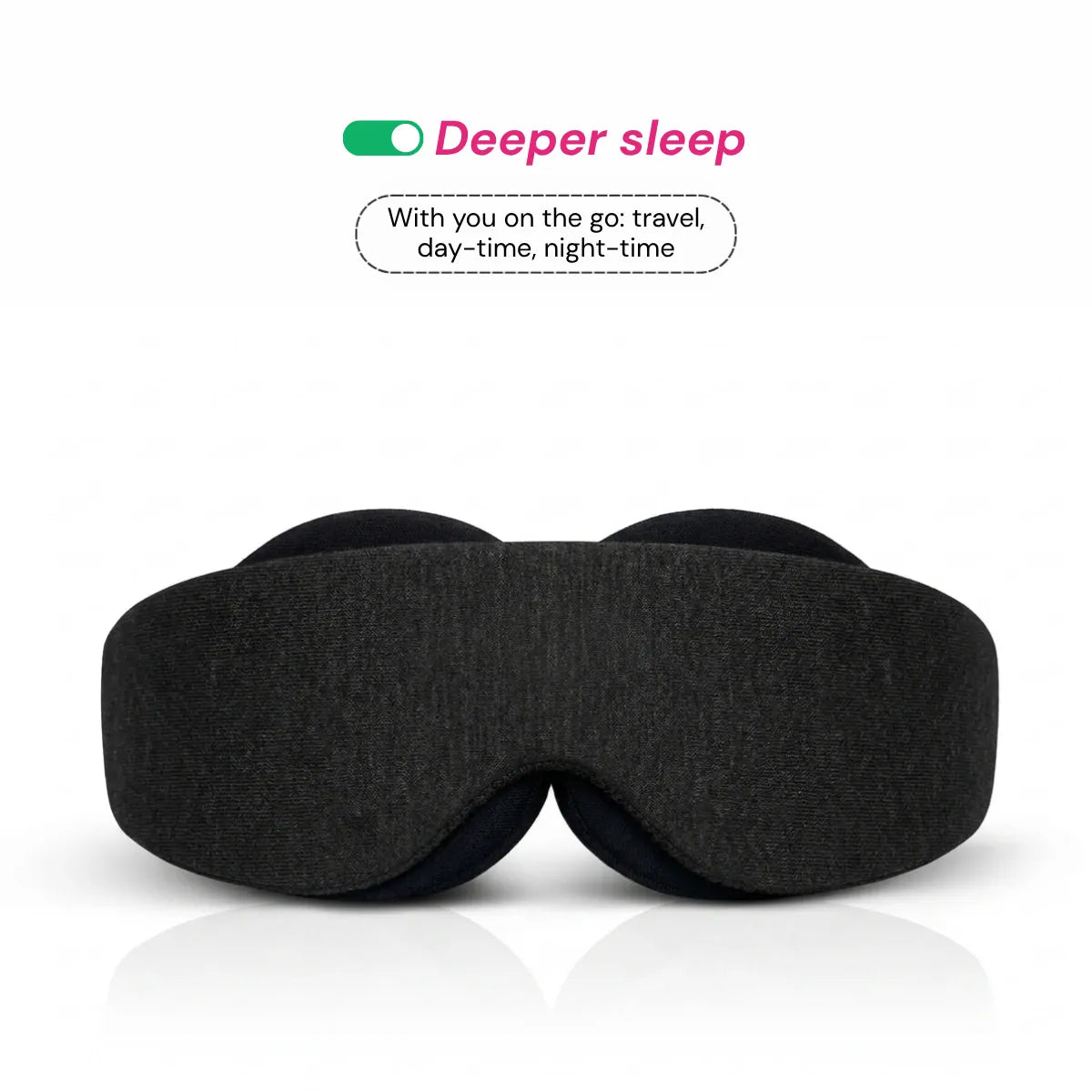 Deeper sleep, contoured 3D sleep mask front view