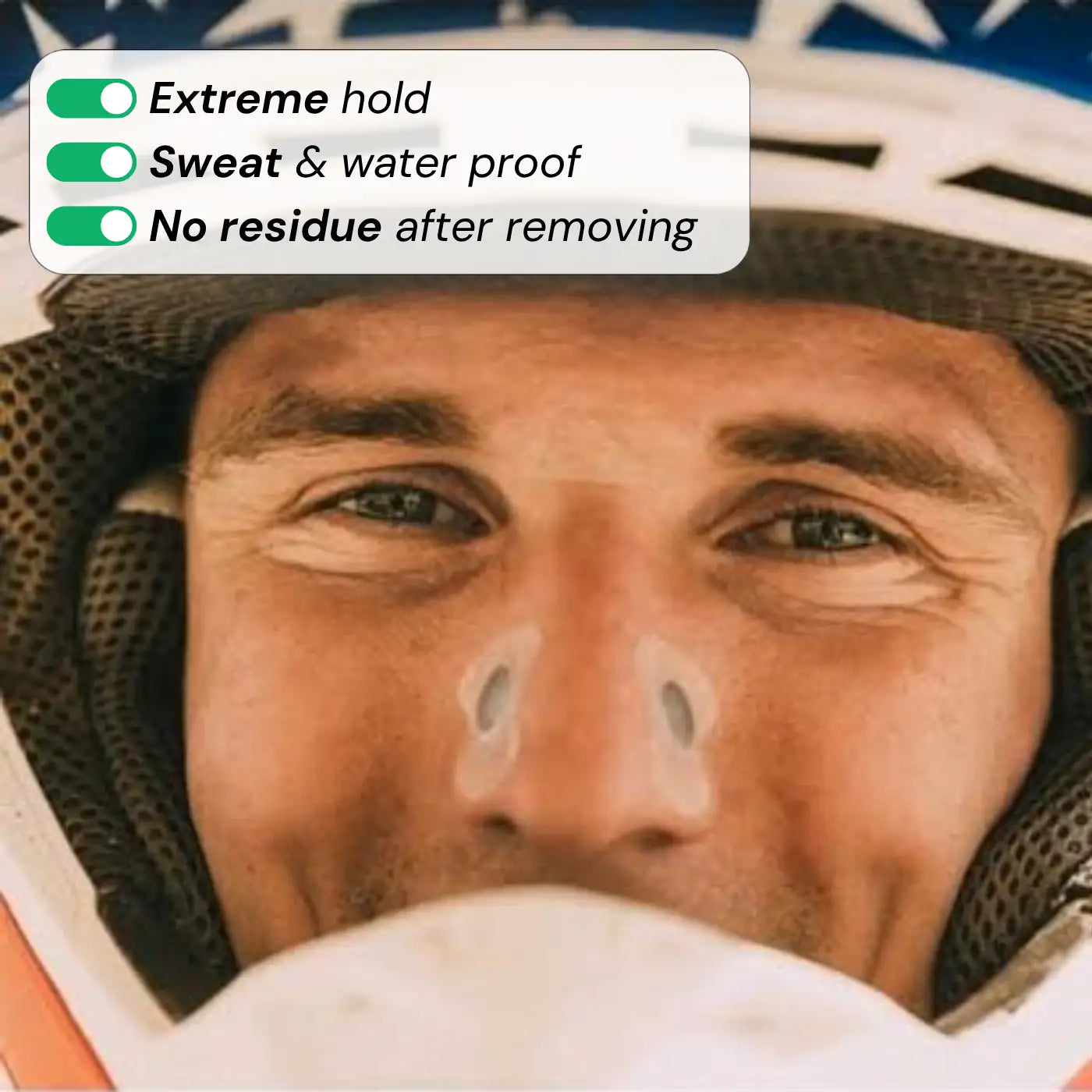 Extreme hold, sweat and water proof, no residue