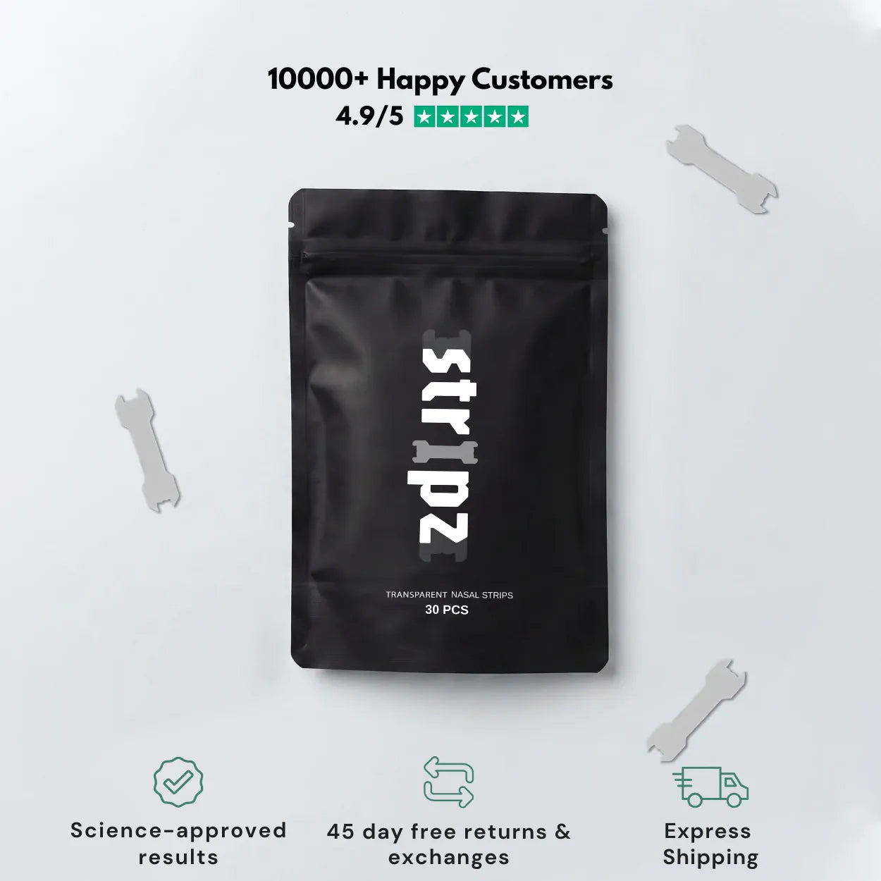 Stripz transparent nasal strips, 30 pack