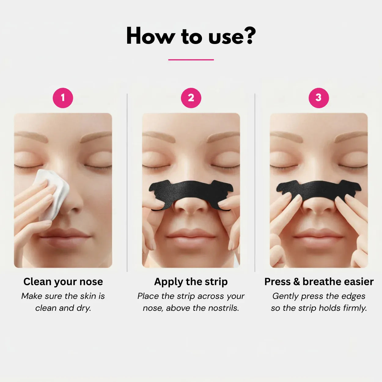 How to use Stripz nasal strips in three steps