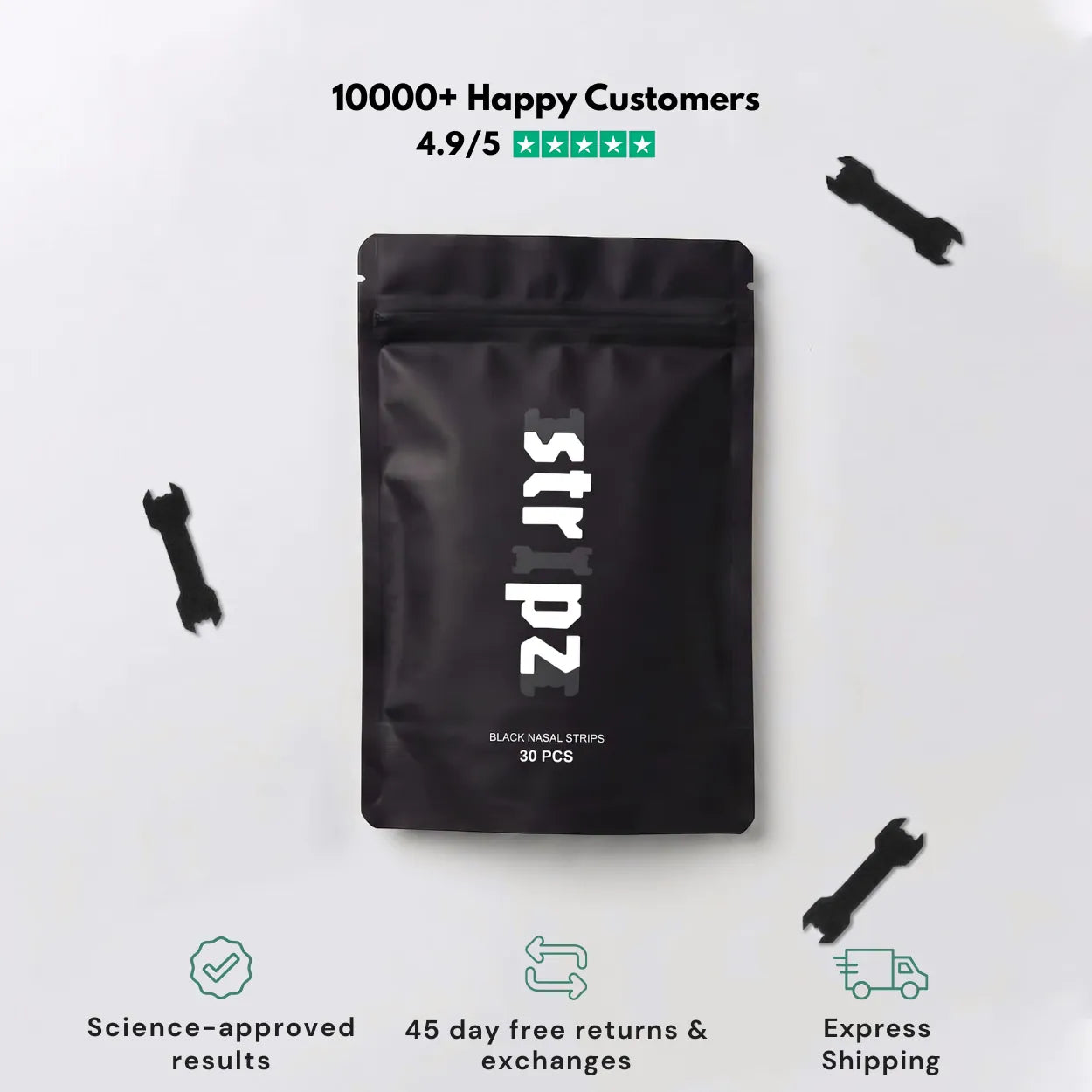 Stripz black nasal strips, 30 pack